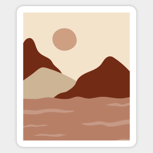 Boho Abstract Artl Landscape Sunset Mountains Design Sticker